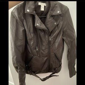 H&M brown leather jacket